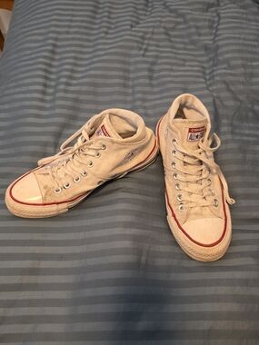 Converse All Star White High-Top Sneakers with Red Trim